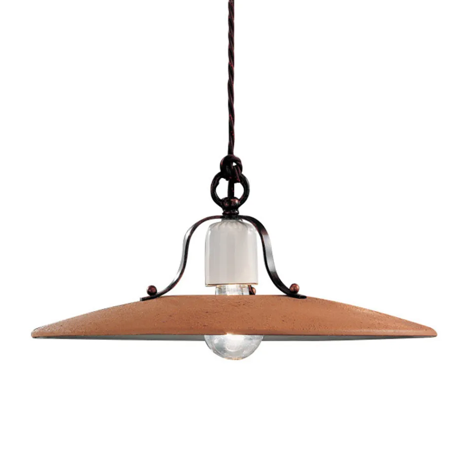 Hänglampa i järn och handgjord råkeramik - Bologna Viadurini