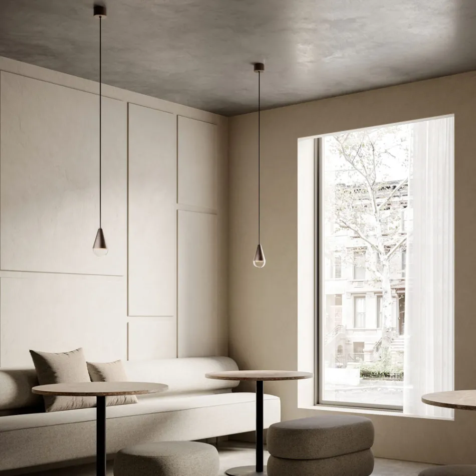 Pendellampa i järn och glas Tillverkad i Italien - Molnigt Viadurini