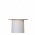 Cylinder Design White Linen Suspension Lamp, Made in Italy - Magic Viadurini