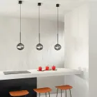 Hänglampa i målad metall och blåst glas - Ailanto Viadurini