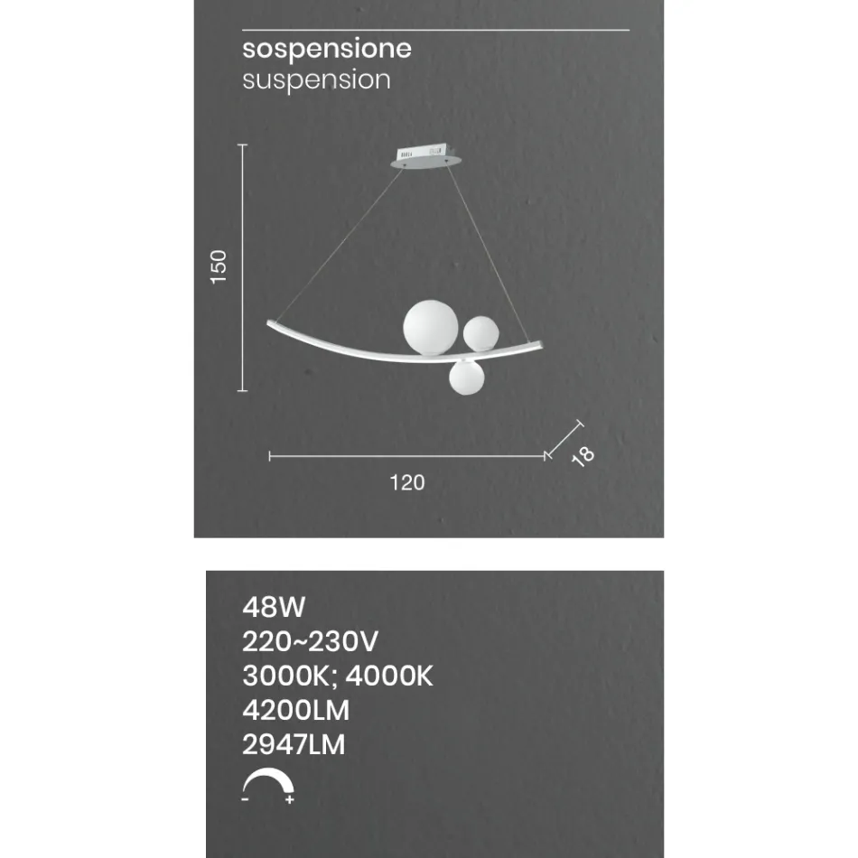 Hänglampa i målad metall och blåst glas - rapphöna Viadurini