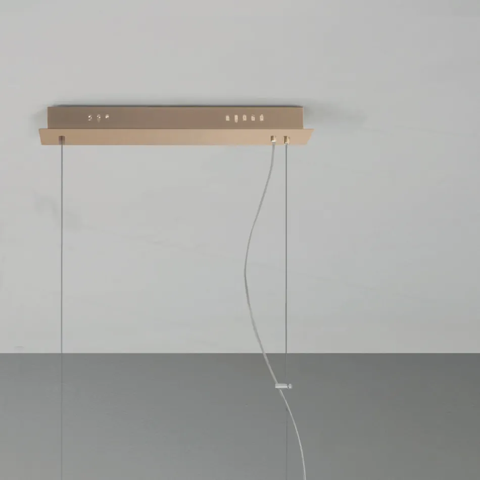 Hänglampa i guldmålad metall och blåst glas - Birga Viadurini