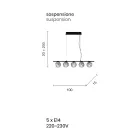 Hänglampa i guldmålad metall och blåst glas - Birga Viadurini