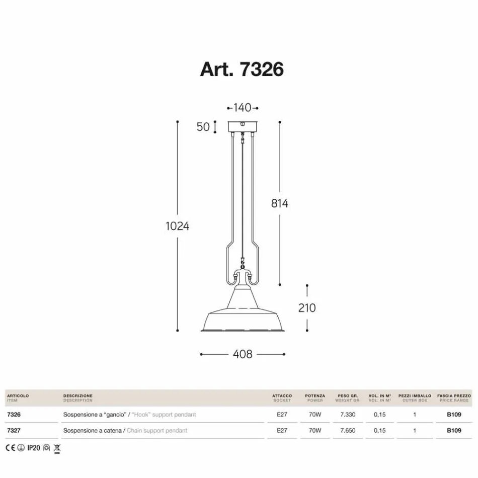 Koppar taklampa och antik mässing gjuteri Viadurini