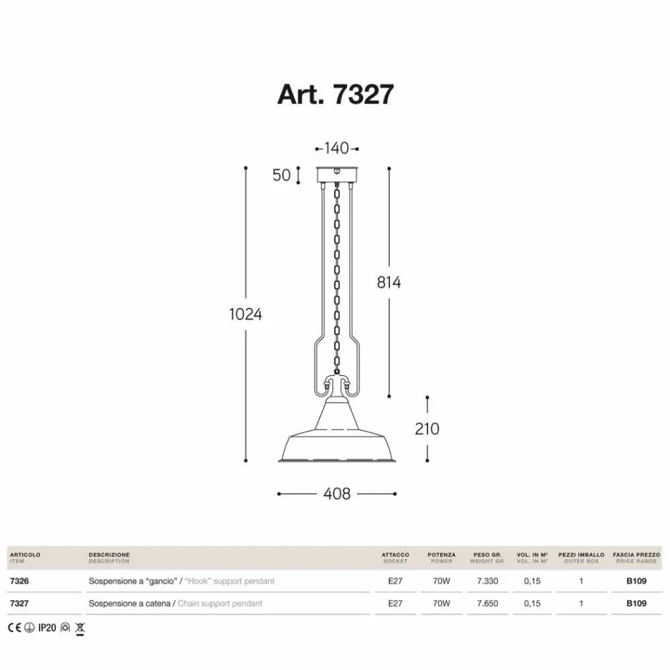 Koppar taklampa och antik mässing gjuteri Viadurini