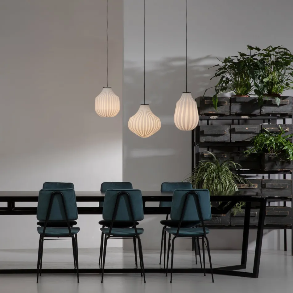 Hänglampa i vitt glas i filigrandesign spetsig - husvagn Viadurini