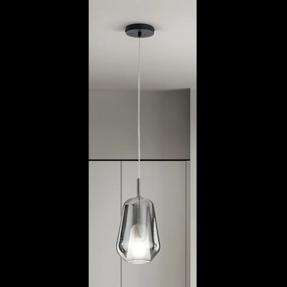 Pendellampa i glas och transparent tråd tillverkad i Italien - Trilly Viadurini