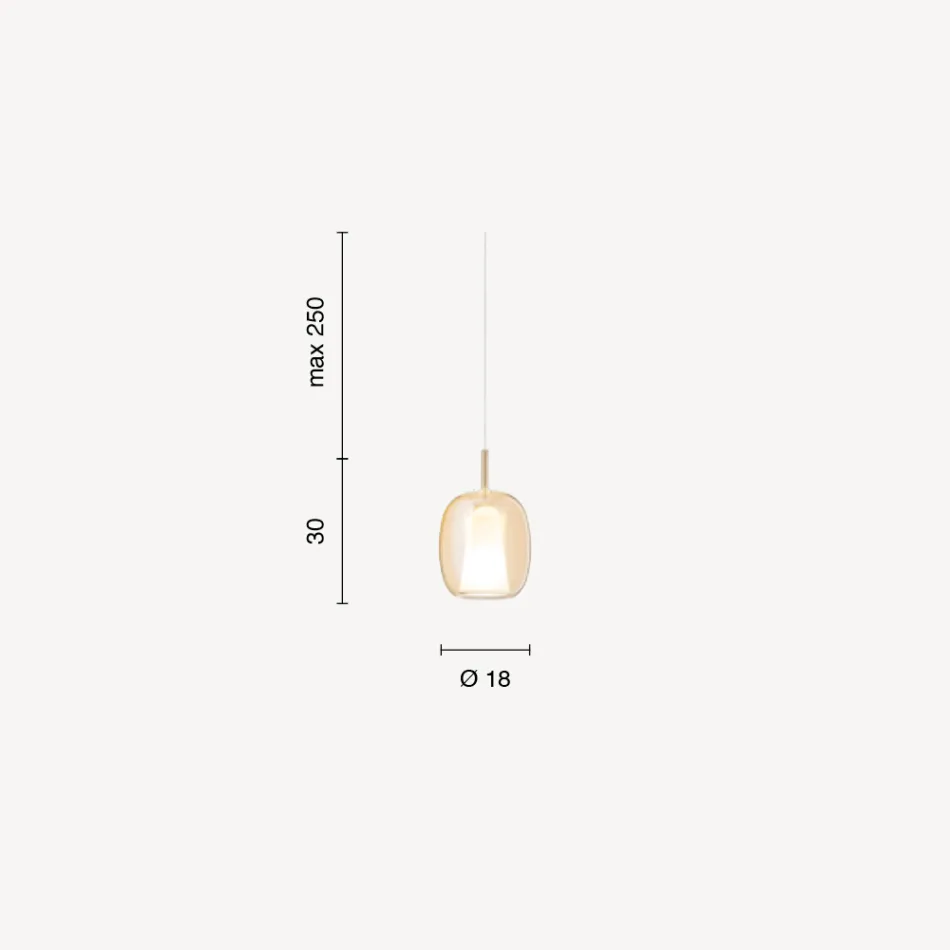 Pendellampa i satin och färgat glas tillverkad i Italien - Trilly Viadurini