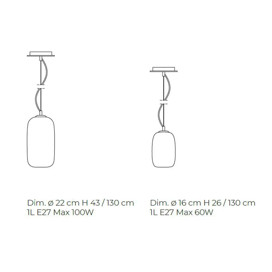 Handblåst glasupphängningslampa tillverkad i Venedig - bambu Viadurini