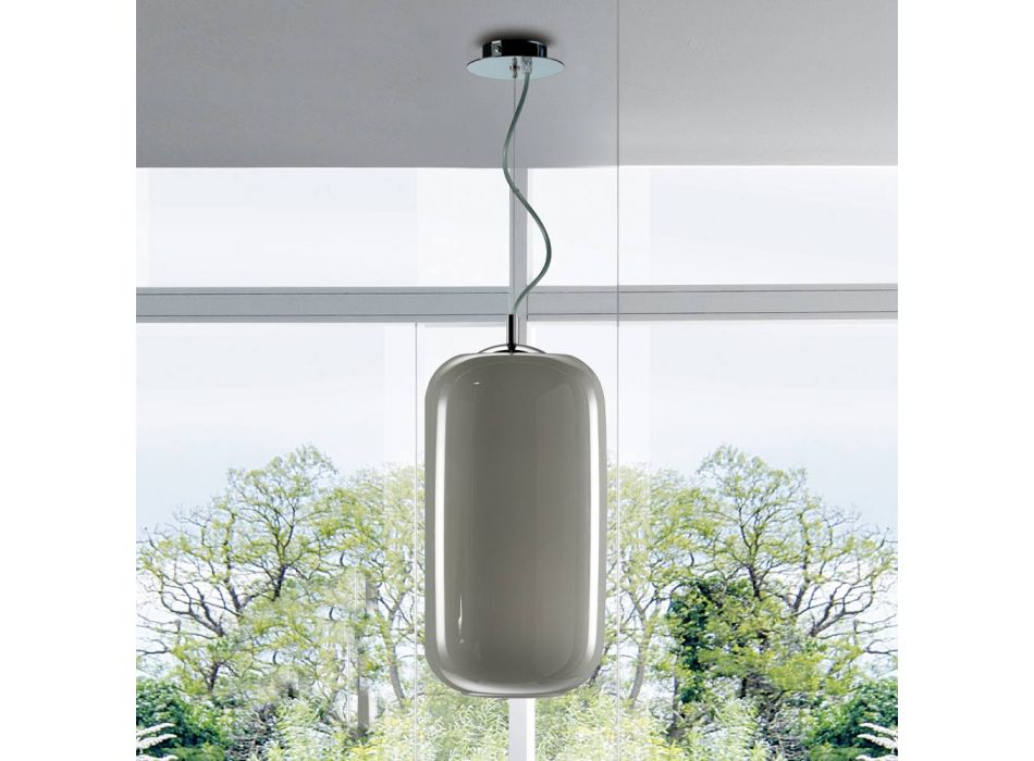 Handblåst glasupphängningslampa tillverkad i Venedig - bambu Viadurini