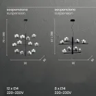 Hänglampa i blåst glas med metallstruktur - Änglalik Viadurini