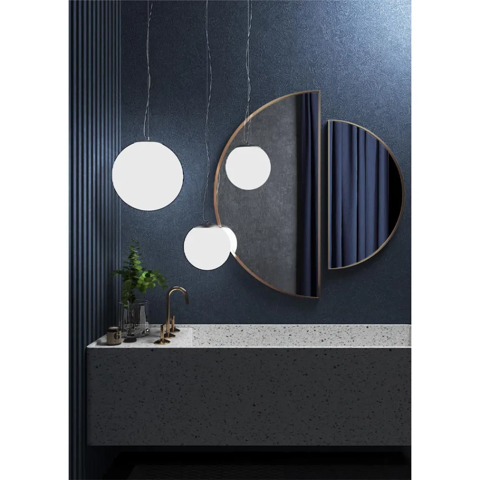 Handblåst vit venetiansk glasupphängningslampa - Moon Viadurini