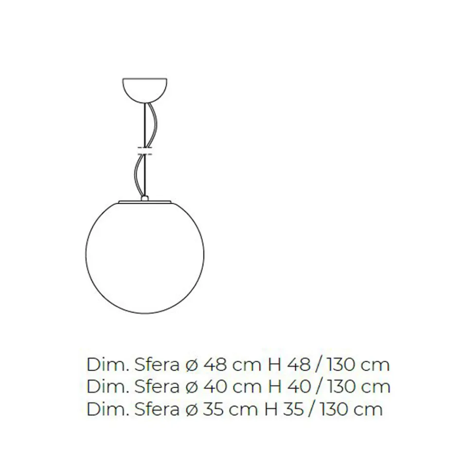 Handblåst vit venetiansk glasupphängningslampa - Moon Viadurini