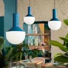 Pendellampa i målat glas Tillverkad i Italien - Selaron Viadurini