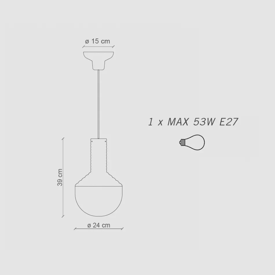 Pendellampa i målat glas Tillverkad i Italien - Selaron Viadurini