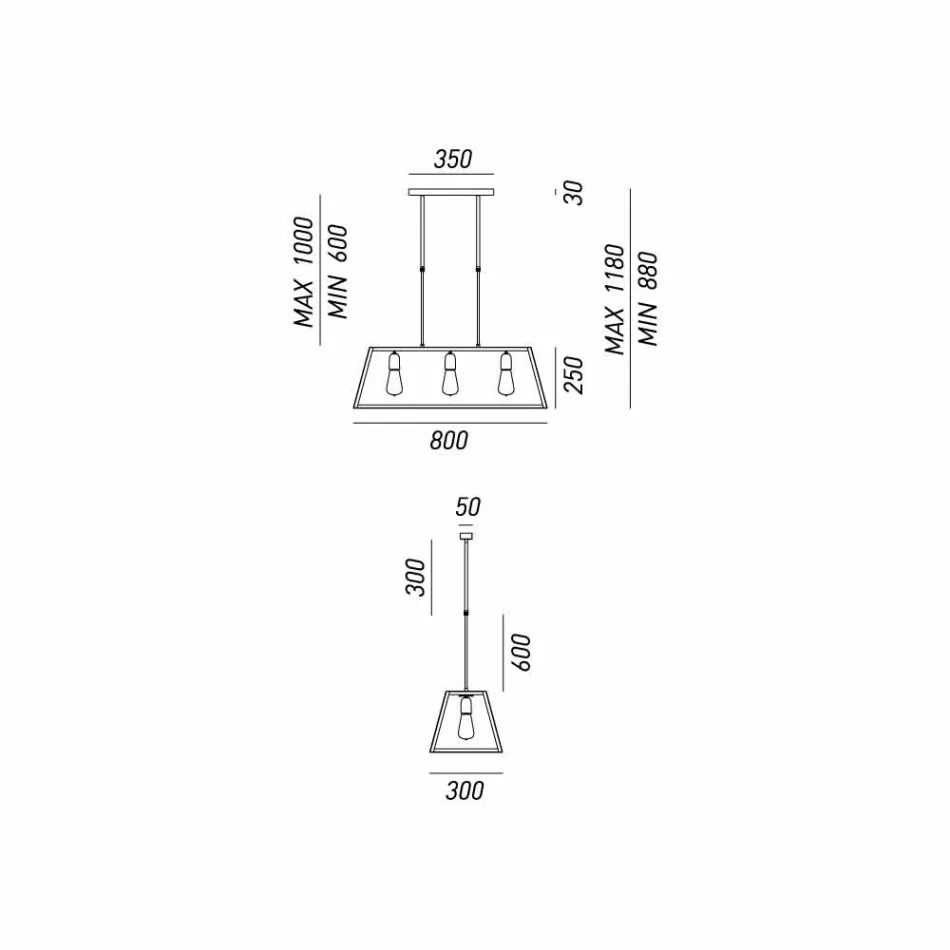 Industriell taklampa 3 London lampor Il Fanale Viadurini