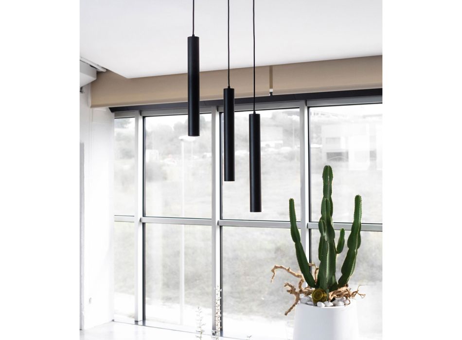 Dekorativ Led upphängningslampa i vit eller svart aluminium - Rebolla Viadurini