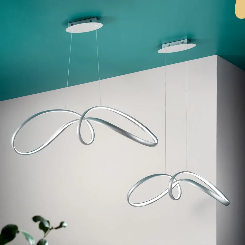 Led pendellampa i silvermetall, 2 storlekar Modern design - Lumino Viadurini