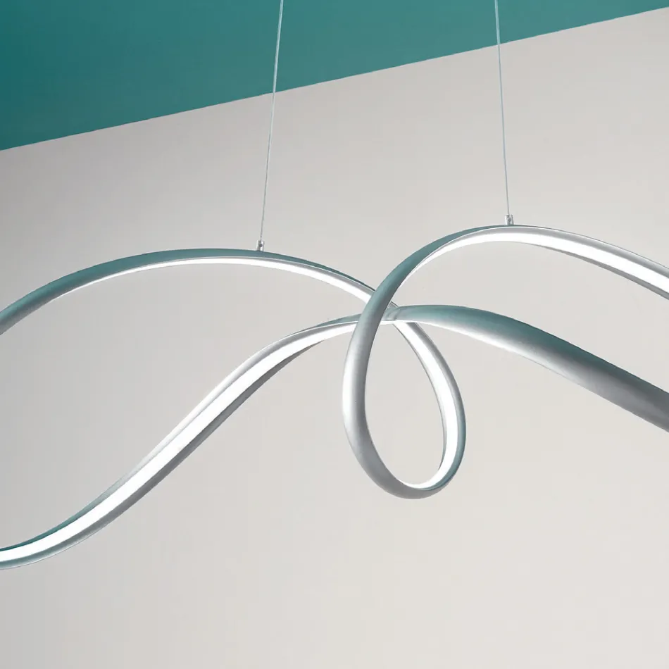 Led pendellampa i silvermetall, 2 storlekar Modern design - Lumino Viadurini