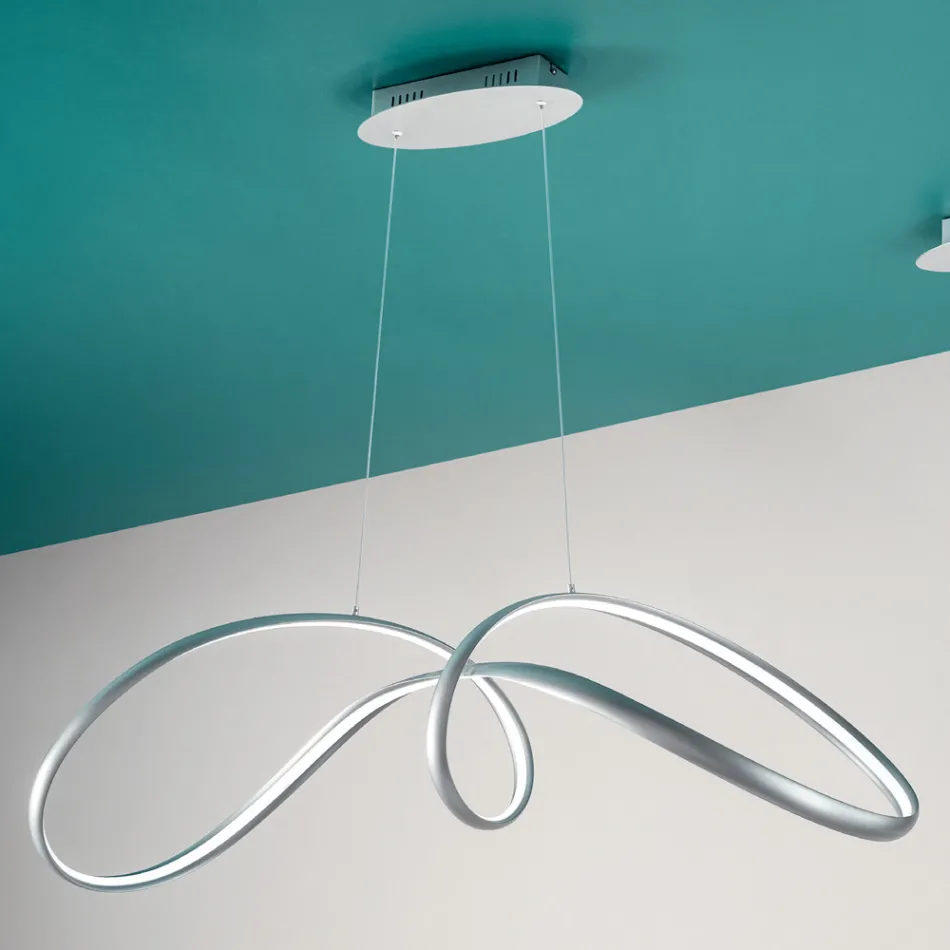 Led pendellampa i silvermetall, 2 storlekar Modern design - Lumino Viadurini
