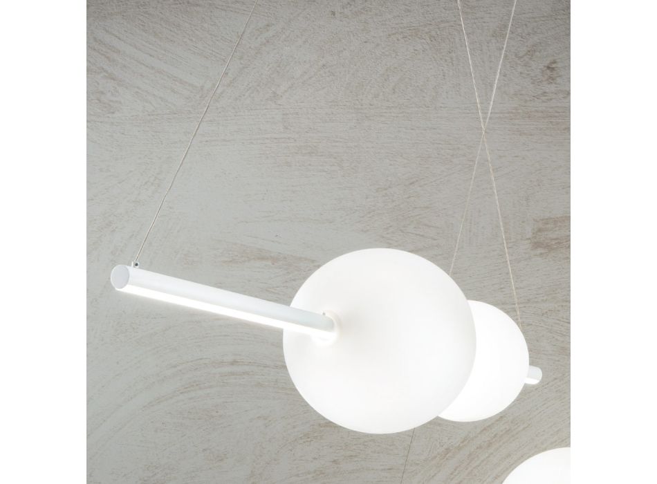 LED-upphängningslampa i vit, svart eller guld metall och glas - Snidget Viadurini