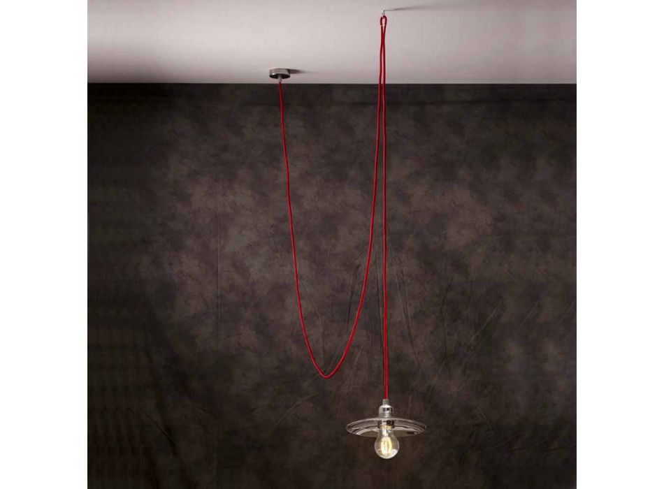 Modern hänglampa med krom röd silk kabel Viadurini