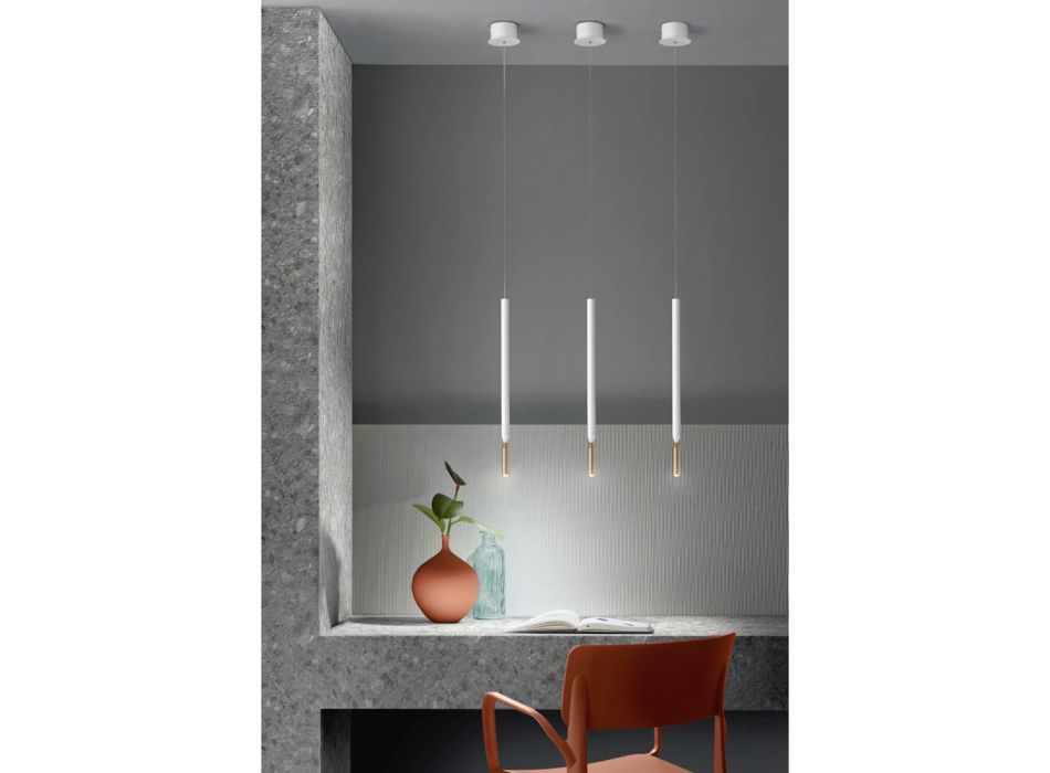 Modern hänglampa med LED-ljus i målad metall - lärk Viadurini