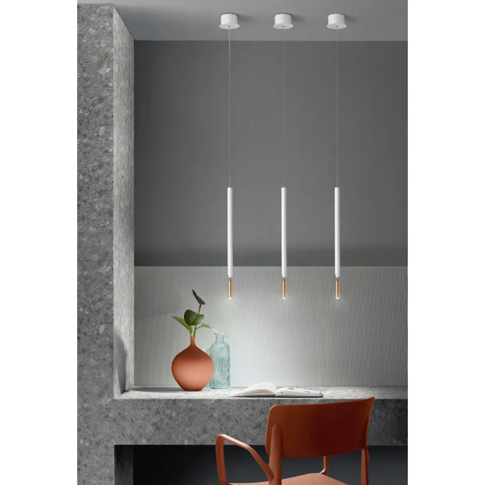 Modern hänglampa med LED-ljus i målad metall - lärk Viadurini
