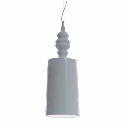 Upphängningslampskärm i blank vit keramisk design - Cadabra Viadurini