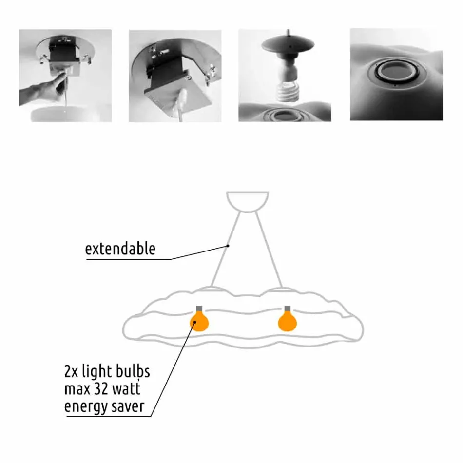 Plastupphängningslampa i molndesign - Nefos av Myyour Viadurini