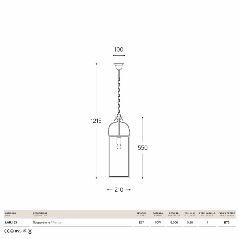kvadrat taklampa en mässing ljus och Aida glas Viadurini