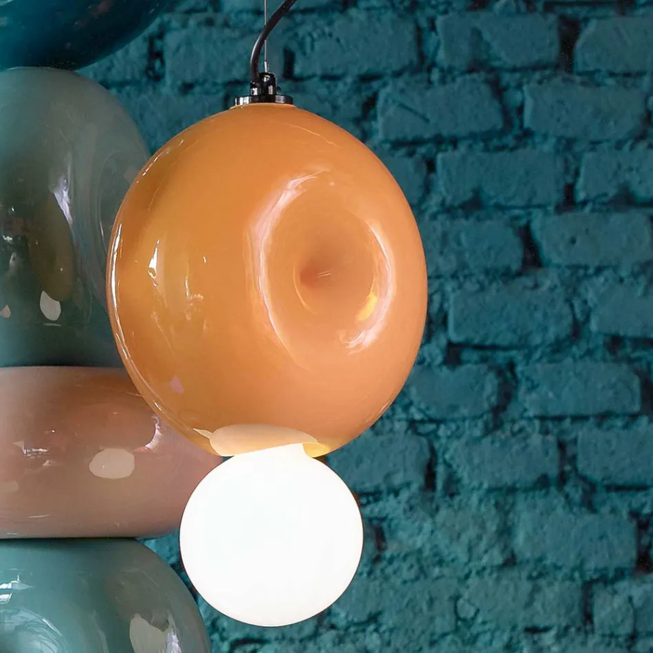 Rund keramisk upphängningslampa tillverkad i Italien - Bumbum Viadurini