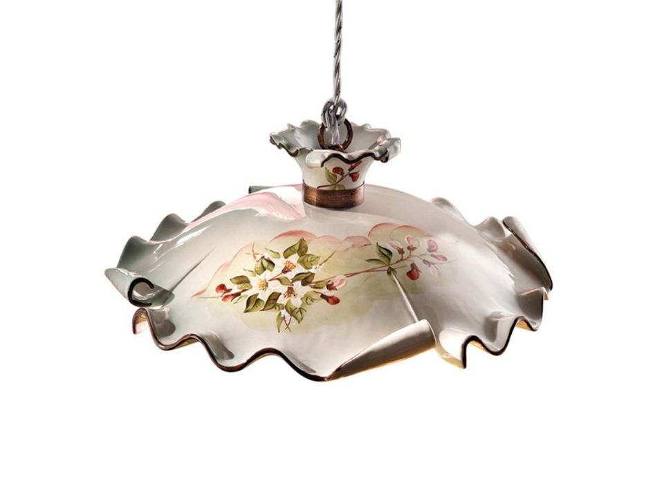 Suspension lampa rustik keramik dekorerad Ferroluce Milano Viadurini