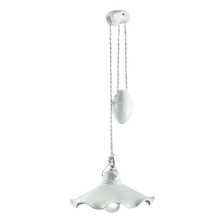 Ups and Down Suspension Lamp i vågig glansig keramik - Belluno Viadurini