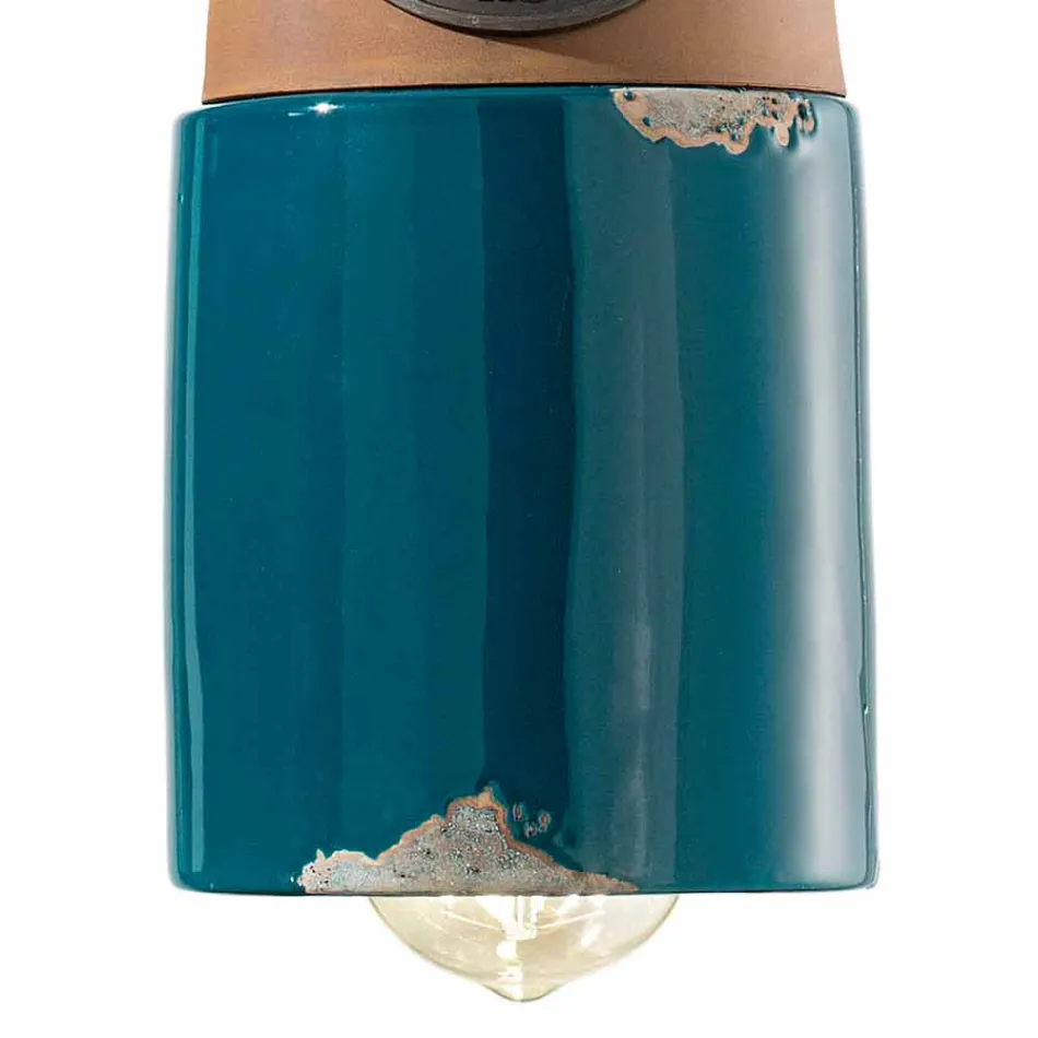 Taklampa industriell stil keramik och järn Stephanie Viadurini