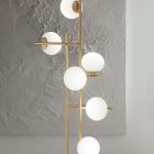 Golvlampa med LED i guldmålad metall och blåst glas - Ailanto Viadurini