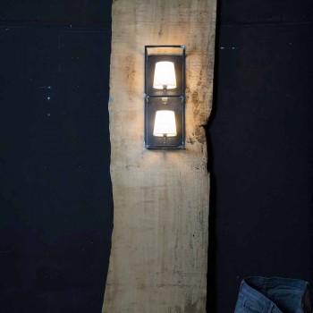 Artisan vägglampa i svart järn med 2 lampskärmar tillverkad i Italien - torn