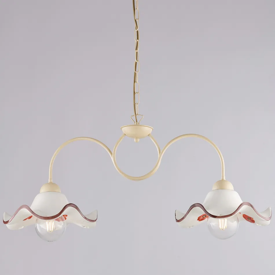 Handgjord lampa i glas och metall tillverkad i Italien för vardagsrum och sovrum - Merope Viadurini