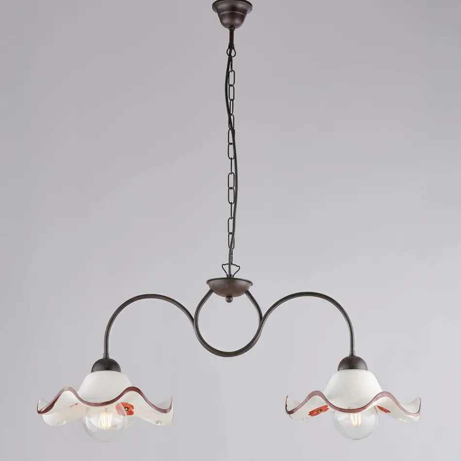 Handgjord lampa i glas och metall tillverkad i Italien för vardagsrum och sovrum - Merope Viadurini