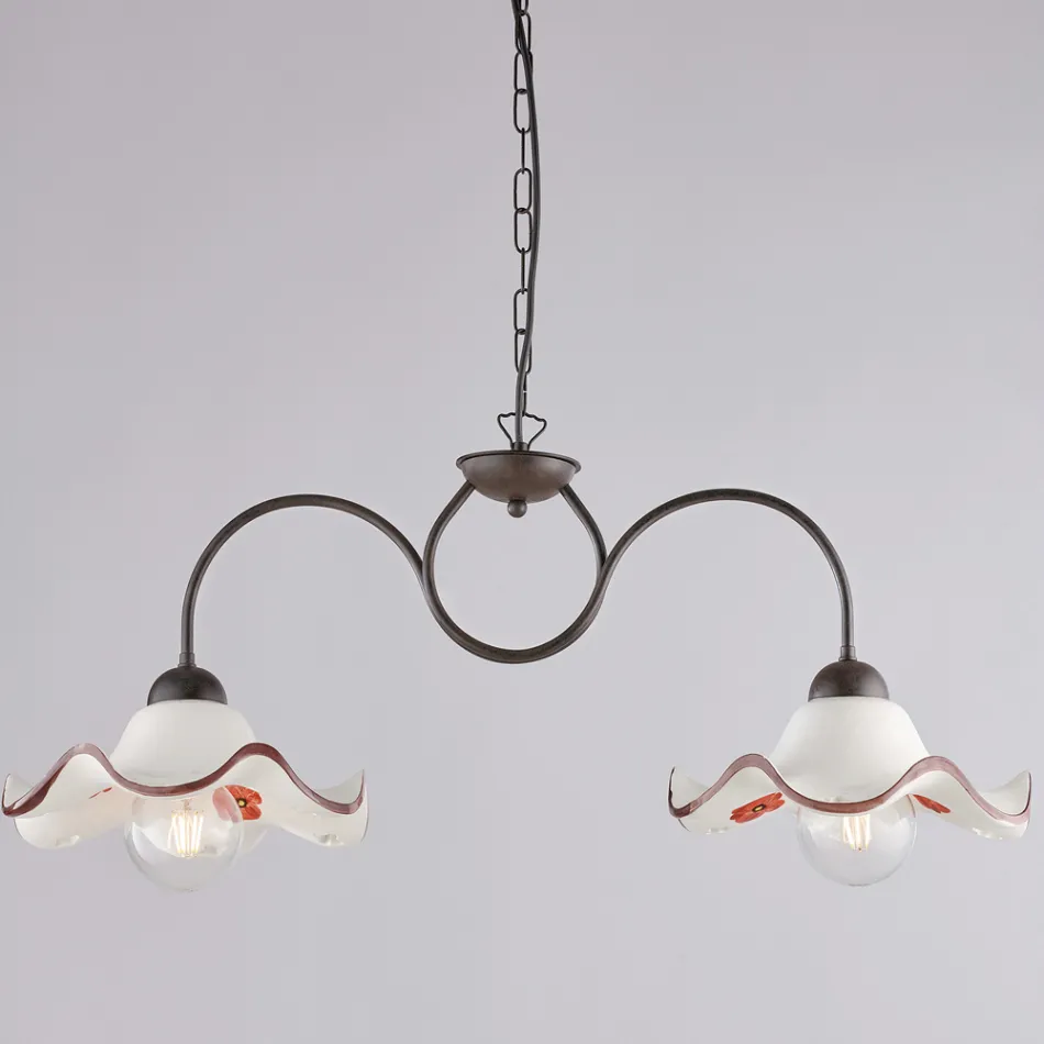 Handgjord lampa i glas och metall tillverkad i Italien för vardagsrum och sovrum - Merope Viadurini