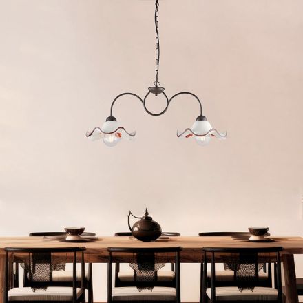 Handgjord lampa i glas och metall tillverkad i Italien för vardagsrum och sovrum - Merope Viadurini