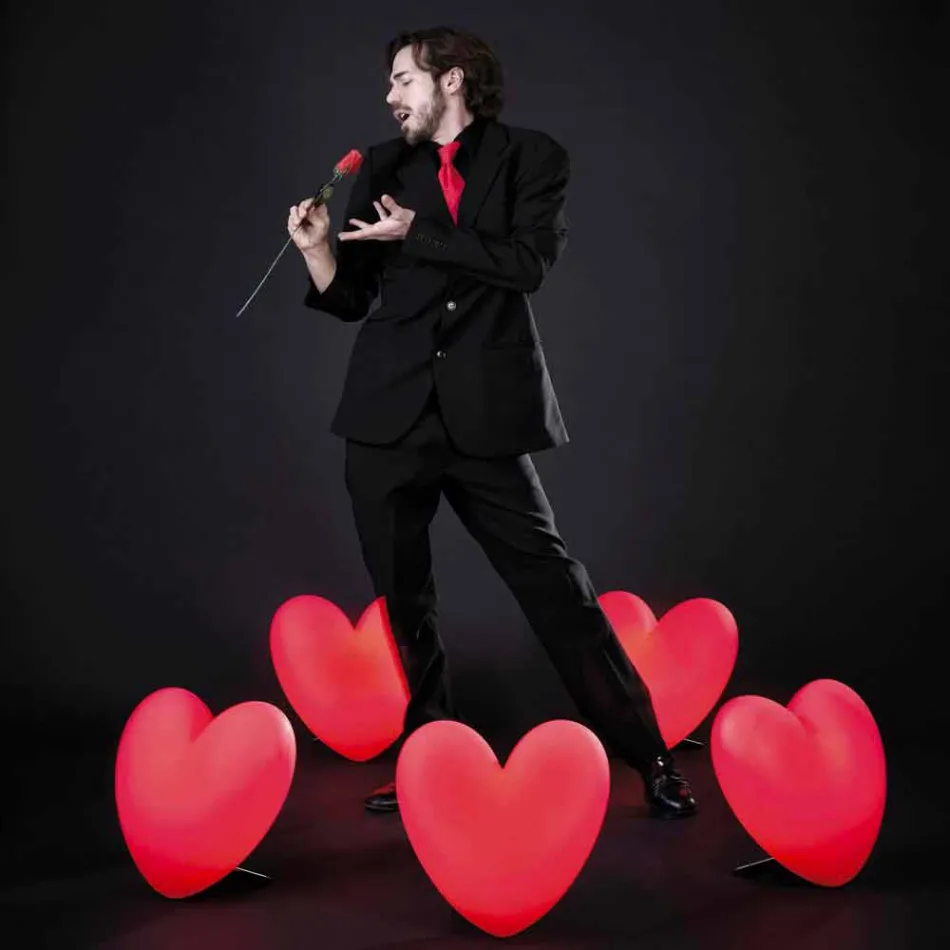 Färgad Slide Kärlek bordslampa hjärta gjord i Italien Viadurini