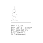 Bordslampa i glas och metall med tre ljuskällor, tillverkad i Italien - Lumira Viadurini