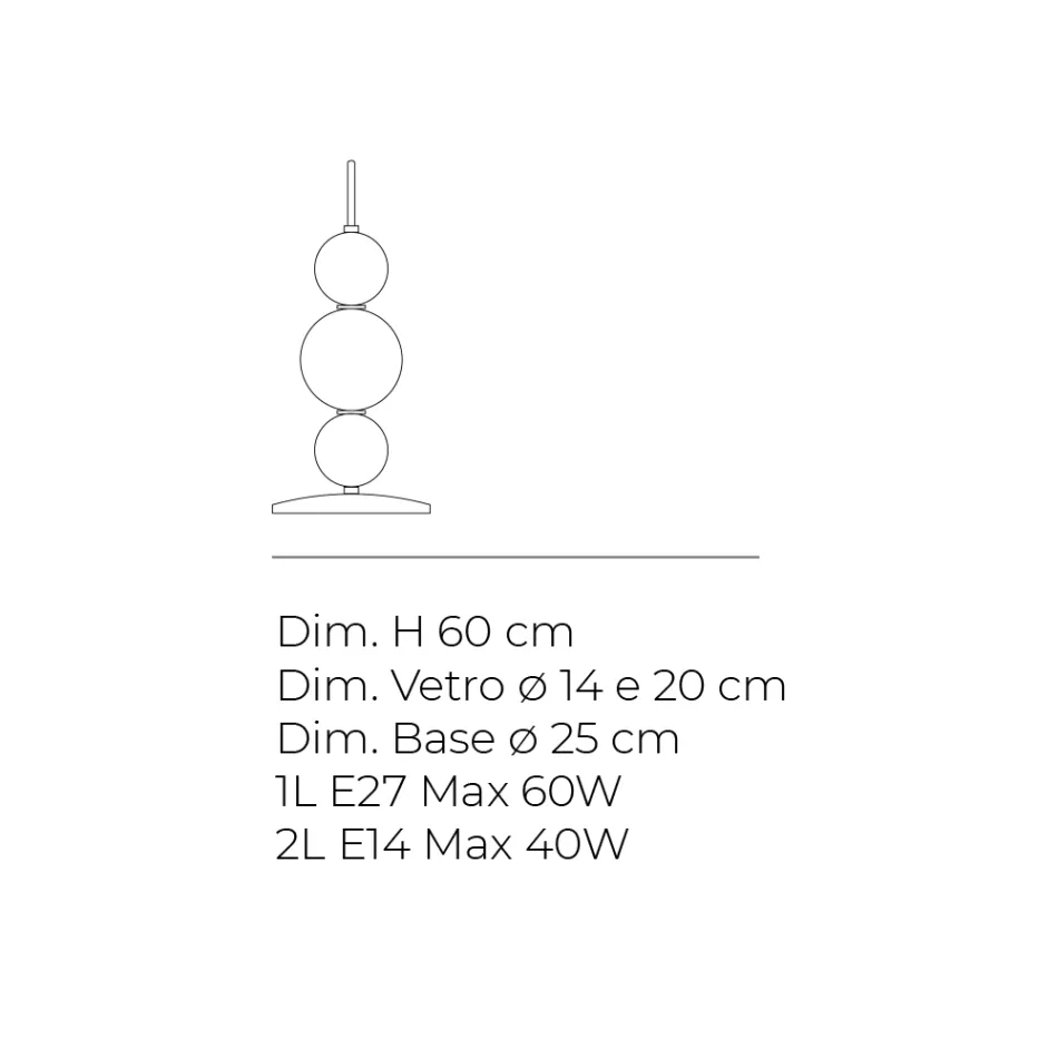 Bordslampa i glas och metall med tre ljuskällor, tillverkad i Italien - Lumira Viadurini