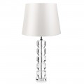 Bordslampa med kristallbas och cylindrisk tyg lampskärm - Crocca