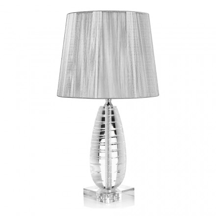 Klassisk kristallbordslampa och lyxig fyrkantig lampskärm - Squilla Viadurini