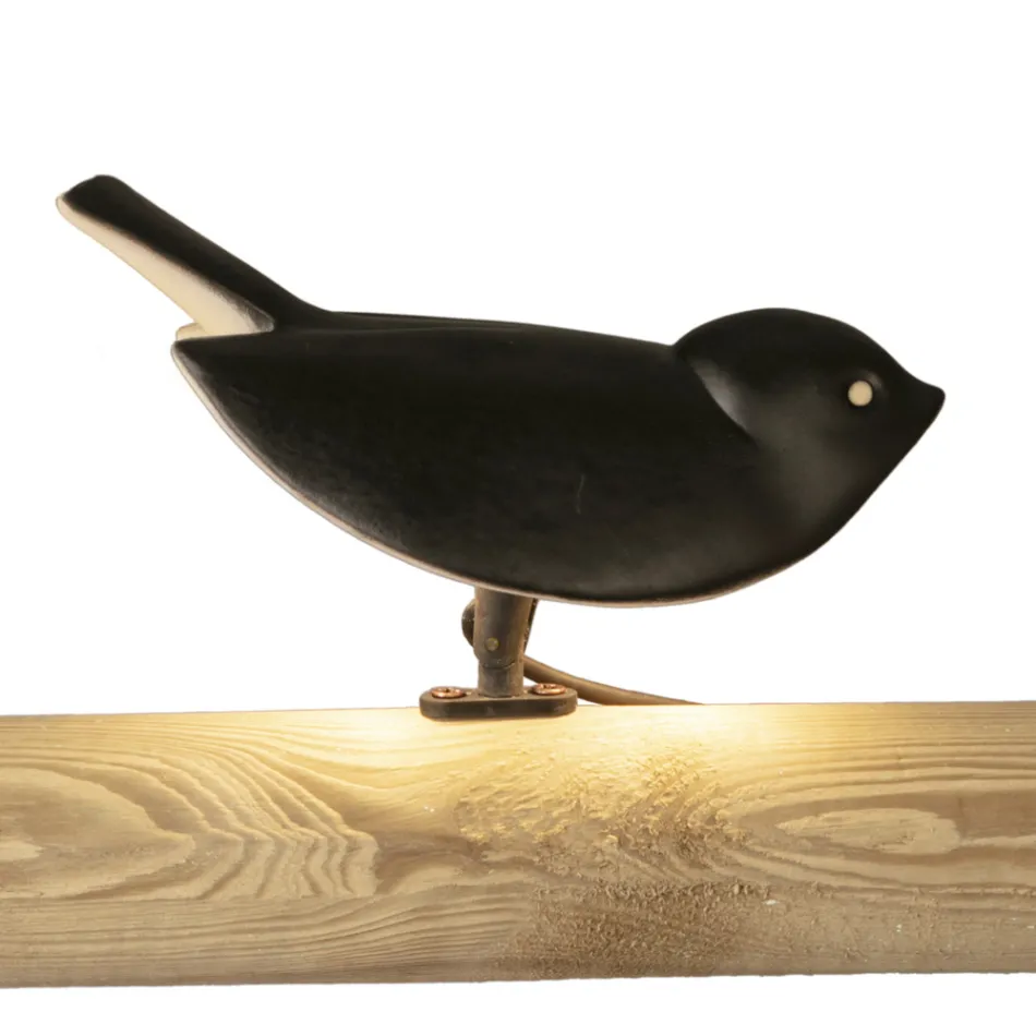 Bordslampa i emaljerad toskansk majolika Tillverkad i Italien - Uccellino Viadurini