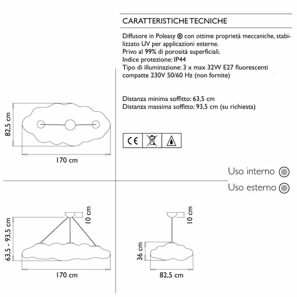 Utomhus design upphängningslampa i polyeten - Nefos från Myyour Viadurini