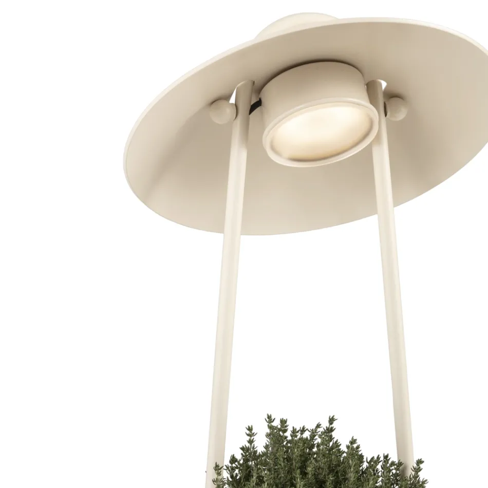 Utomhuslampa med plantering i lera, aluminium och mässing - Cappello Viadurini