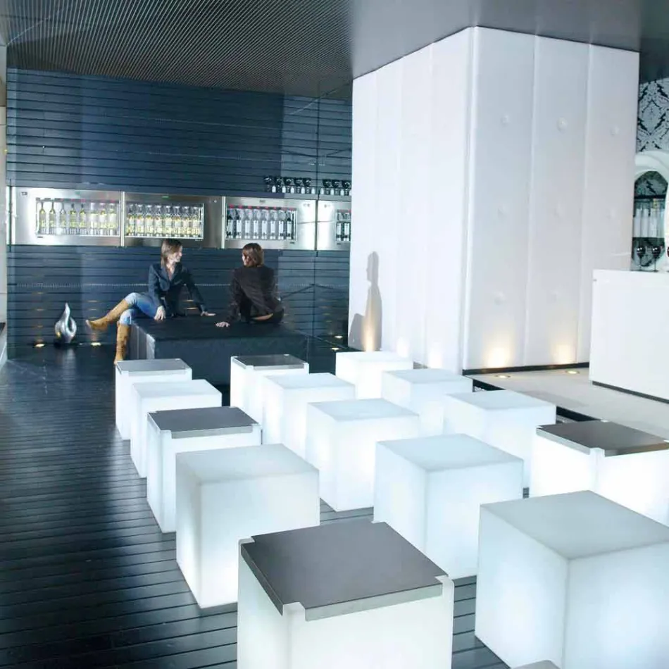 Ljus Slide Cube design utomhus lampa producerad i Italien Viadurini